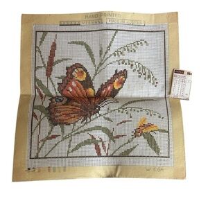 Vintage Tapex Austria needlework canvas with butterfly Unfinished